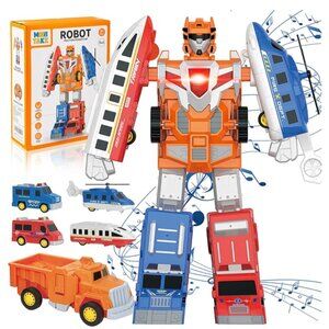 (SOLD) 5-in-1 Construction Vehicles "Tranformer Robot" Toy-STEM- Friction Power